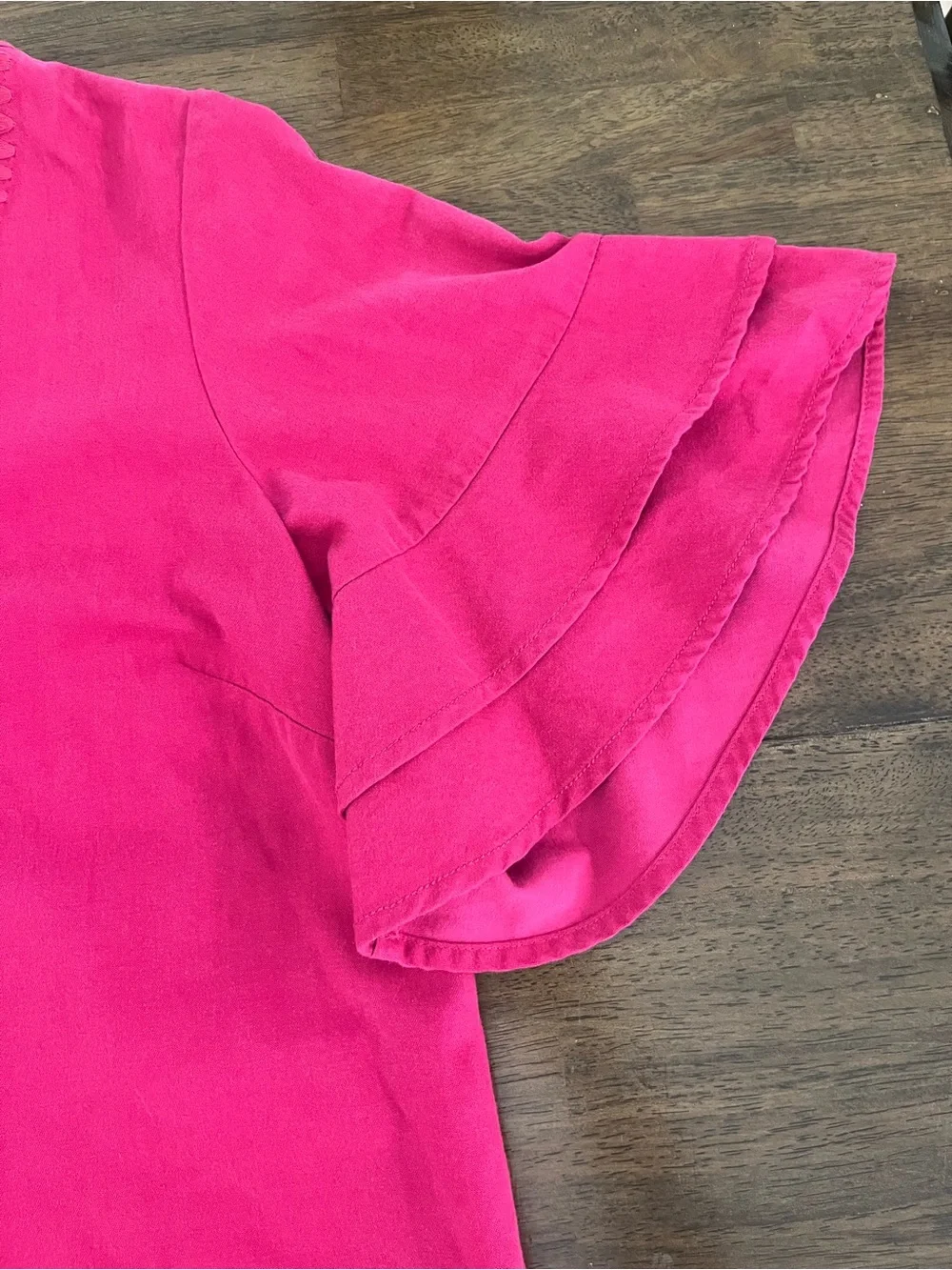 TOMMY BAHAMA WOMENS Dress LANAILETTE FLUTTER Sleeves PINK PAPAYA POCKETS Large - Picture 4 of 8